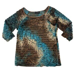 Investments Multi- Color 3/4 Sleeve Blouse Size L Whimsigoth Fairycore Y2K Artsy